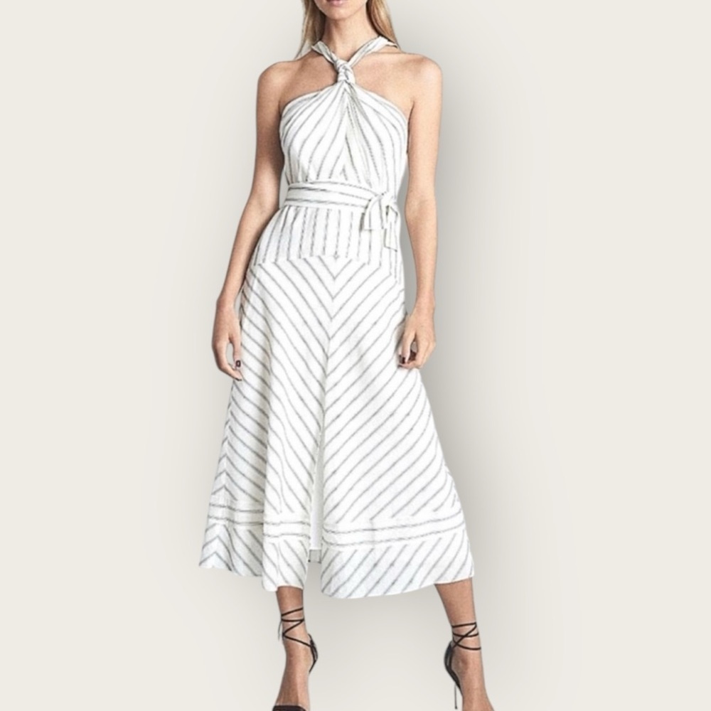 REISS | Bea Striped Midi Dress Size 12 NWT